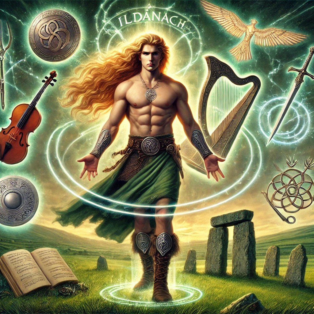 Lugh and some of his many skills displayed.
